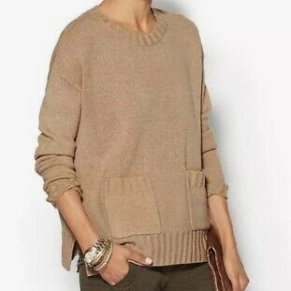 JOIE Noam Tan Cashmere Blend Sweater H147 Size Small